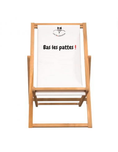 Chaise Longue avec le Message "Bas les pattes !" et Logo Les Boudinettes une grave pollution 