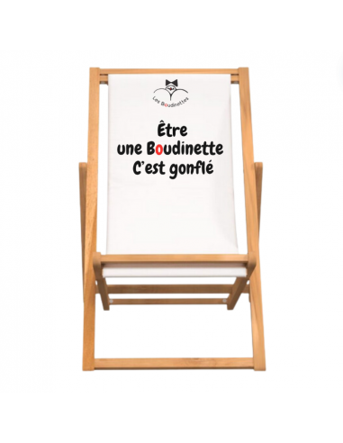 Chaise Longue avec le Message "Être une Boudinette, c'est Gonflé" et Logo Les Boudinettes 50% de réduction en Octobre 2024