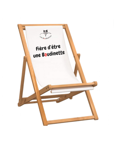 Chaise Longue avec le Message "Fière d'Être une Boudinette" et Logo Les Boudinettes acheter