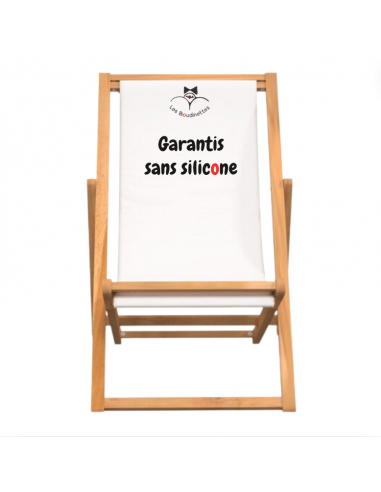 Chaise Longue avec le Message "Garantis sans silicone" et Logo Les Boudinettes solde