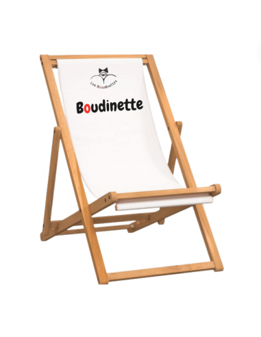 Chaise Longue avec le Message "Boudinette" et Logo Les Boudinettes pour bénéficier 