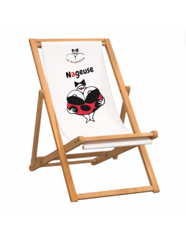 Chaise Longue avec le Message et le dessin "Nageuse" les ligaments