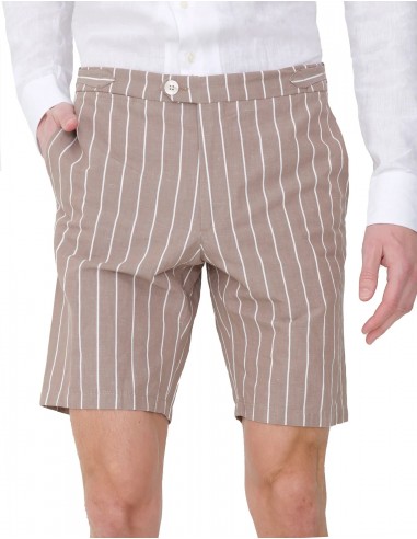 SLIMT FIT COTTON LINEN STRIPE CANNET SHORTS outlet