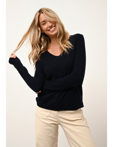 JOAN pull col v navy pas cher 