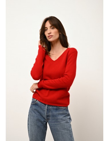 JOAN pull col v rouge les ctes