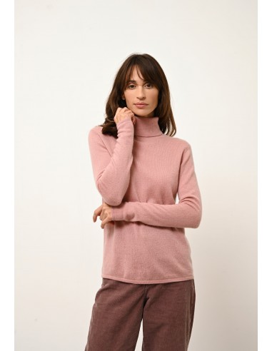 AVA pull col roulé bois de rose en linge