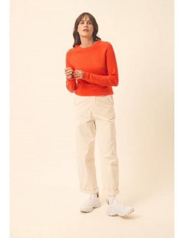 JANE pull col rond orange pas cheres