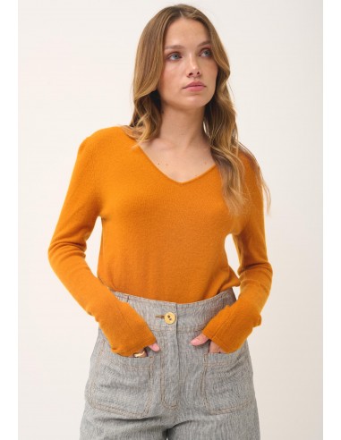 JOAN pull col v ocre basket pas cher