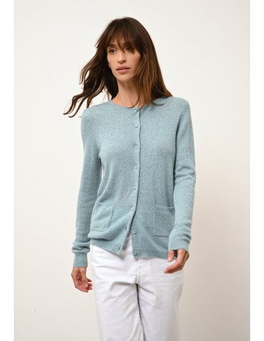 KATHARINE cardigan col rond aqua chiné de votre